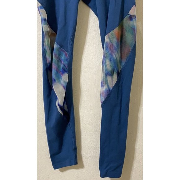 Beyond Yoga Women's Small Teal Tie Dye Mesh Side Panel Leggings 22" x 26" USA - Picture 3 of 9
